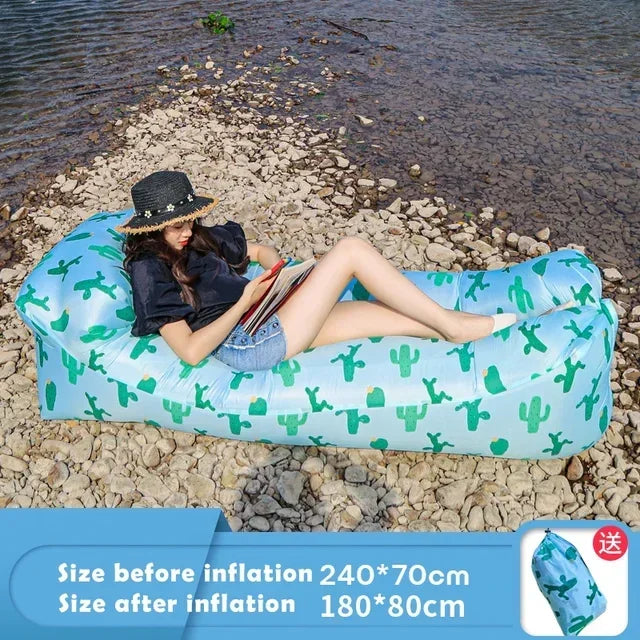 Fast Inflatable Sofa Camping Air Lounger Beach Sleeping Bag Portable Foldable Air Sofa for Travel Picnic Outdoor Lazy Bed Chair