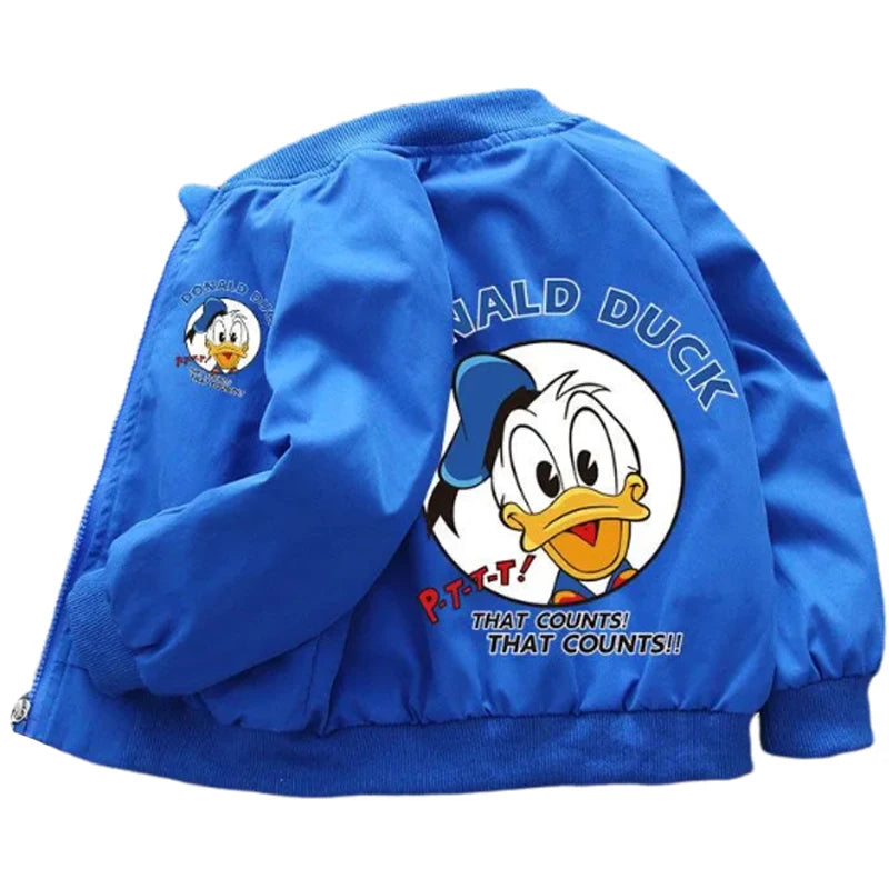 New Autumn Baby Boys Girls Jacket Fashion Cartoon Donald Duck Print Outerwear for Kids Clothes Spring Children Windbreaker Coats