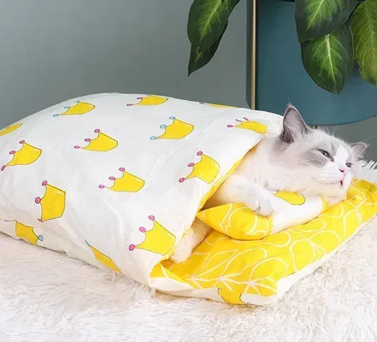 Kawaii Removable Cats Bed House Home Supplies Products for Adult Cats Large Pet Dog Bed Cat's House Cave Comfortable  Food Cute