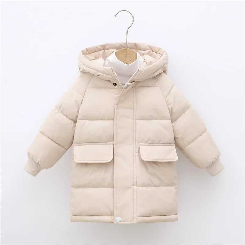 Kids Down Long Outerwear Winter Autumn Big Children Thicken Warm Cotton Clothes Boys Girls Padded Parka Coats Teen Jacket 3-10Y