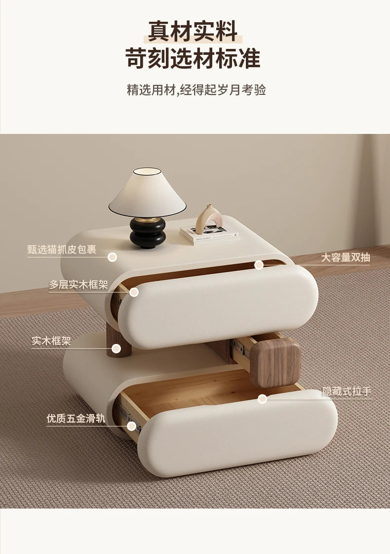 Cream Style Elegant Nightstands Space Saving Glamour Luxury Bedside Tables Trendy Creative Table De Chevet Bedroom Furniture