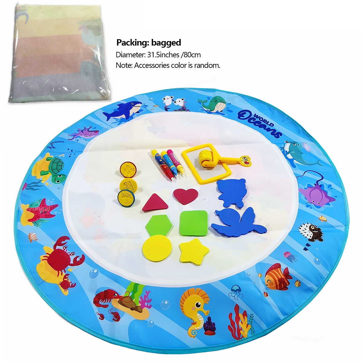 No Mess Kids Water Drawing Mat  Doodle Coloring Board with Magic Pens & Stamps Educational Montessori Toy Gift for Boys Girls