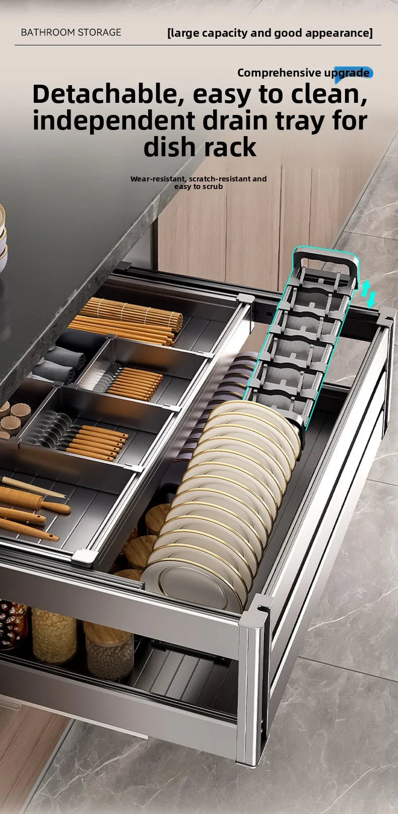 Basket Kitchen Cabinet Cupboard Basket Drawer Dish Cupboard Double Seasoning Flavor Cabinet Chopsticks Built-in Basket