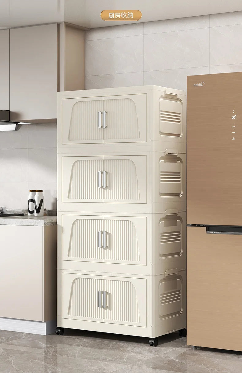 Multifunctional Foldable Storage Cabinet Children's Closet Large Capacity Space Closet Organizer Living Room Sundries Cabinet