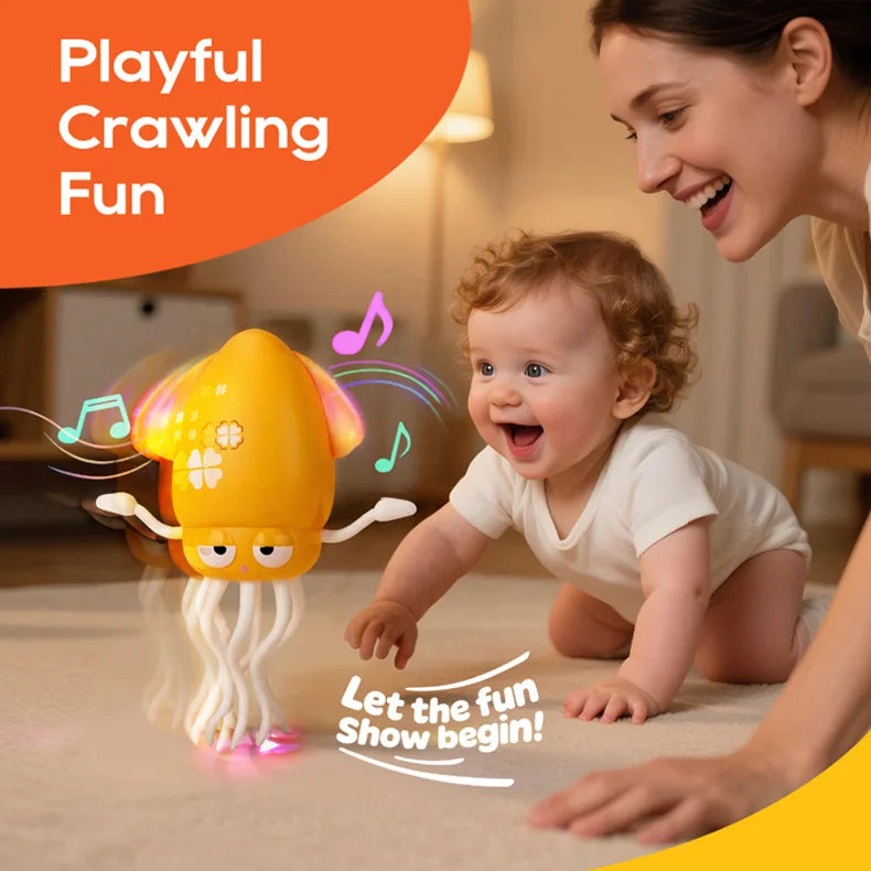 Magic Dancing Octopus Toy Electric Pet Crawling Light&Music Squid Toys for Kids Interactive Development Toddler Tummy Time Gifts