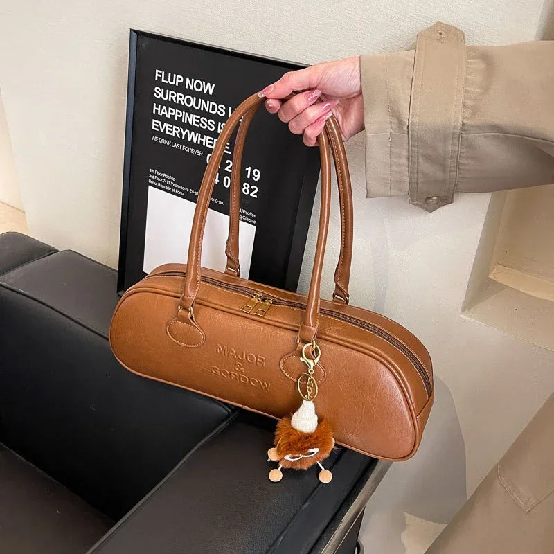 Pu Solid Sewing Zipper Shoulder Bags Soft Baguette Type 2024 High Quality Bags for Women Large Capacity Women's Handbags