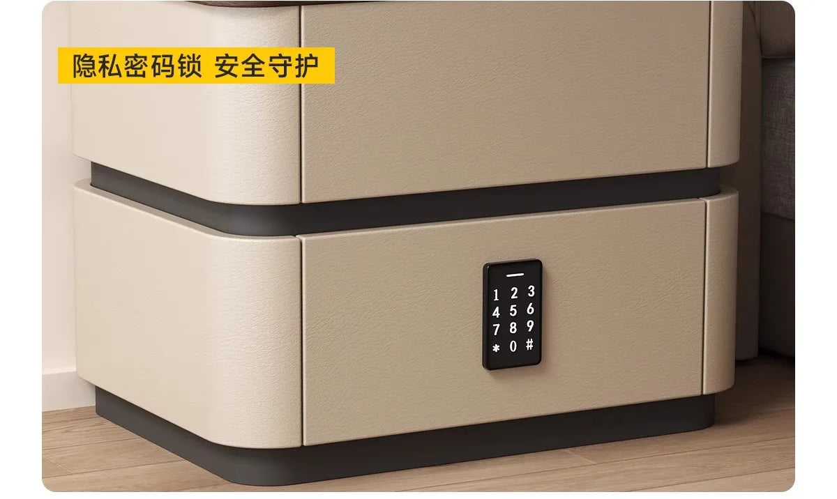 Smart Bedside Table Side With Combination Lock Deluxe Bedside Table Locker Safe Box Cabinet Nightstands Home Bedroom Furniture