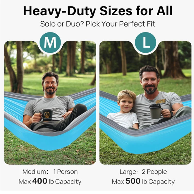 Camping hammock is a portable hammock with tree ties and carry on bags, essential camping equipment