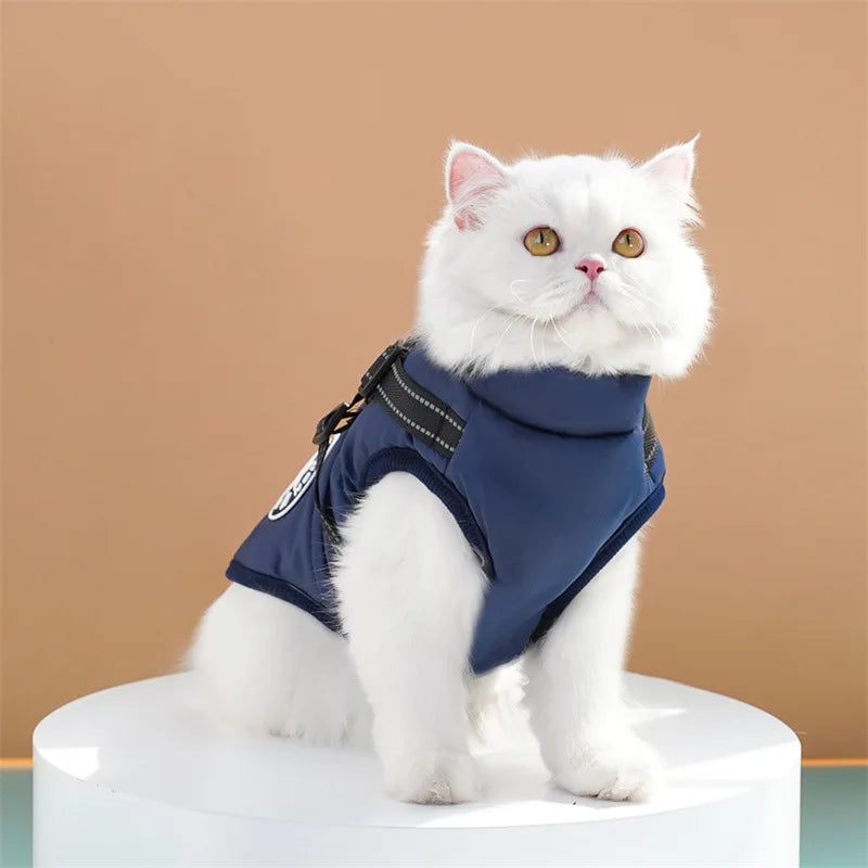 Winter Dog Clothes Puppy Cat Coat with Harness Waterproof Warm Cotton Jacket for Small Large Dogs Reflective Vest Pet Apparel