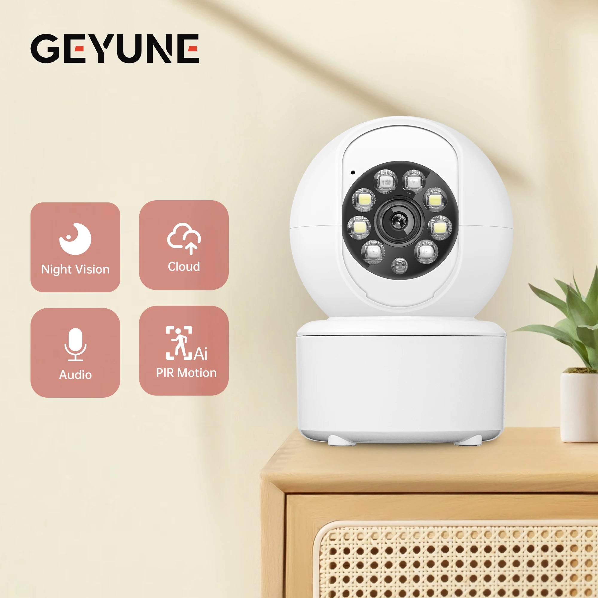 3MP WIFI Smart Camera Security Protection Baby Monitor Mini Cam Full Color Night Vision Ai Human Tracking Two-Way Audio ICSEE