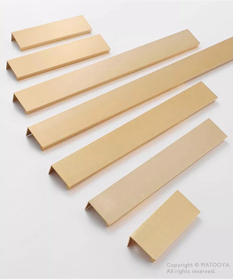 Hidden Furniture Handles Matte Black Gold Silver Kitchen Cabinet Pull Wardrobe Pull Not punched Handles for Cabinets and Drawers