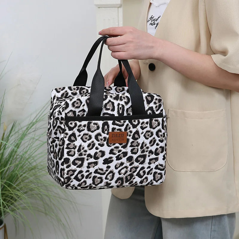 Thickened Nylon Fabric Lunch Bag with Aluminum Foil Inner Large Capacity Portable Lunch Box Storage Bag for Work Picnic Scho