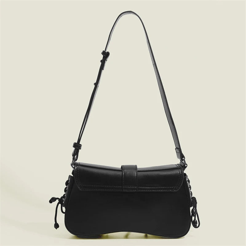 Goth Punk Cool Women's Underarm Bag Hot Girls Shoulder Bags Fashion Design PU Leather Female Handbags Tote Purse with Zipper