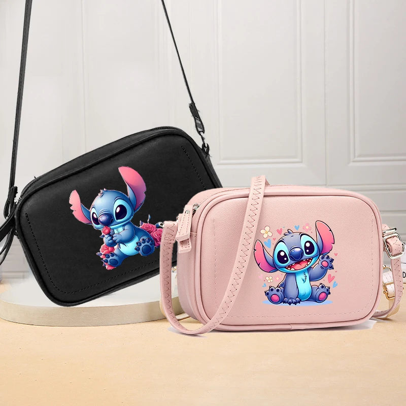 Lilo & Stitch Women Crossbody Zipper Mobile Phone Shoulder Bag Female Handbag Cartoon Multifunction Small Bag Lady Purse Gift