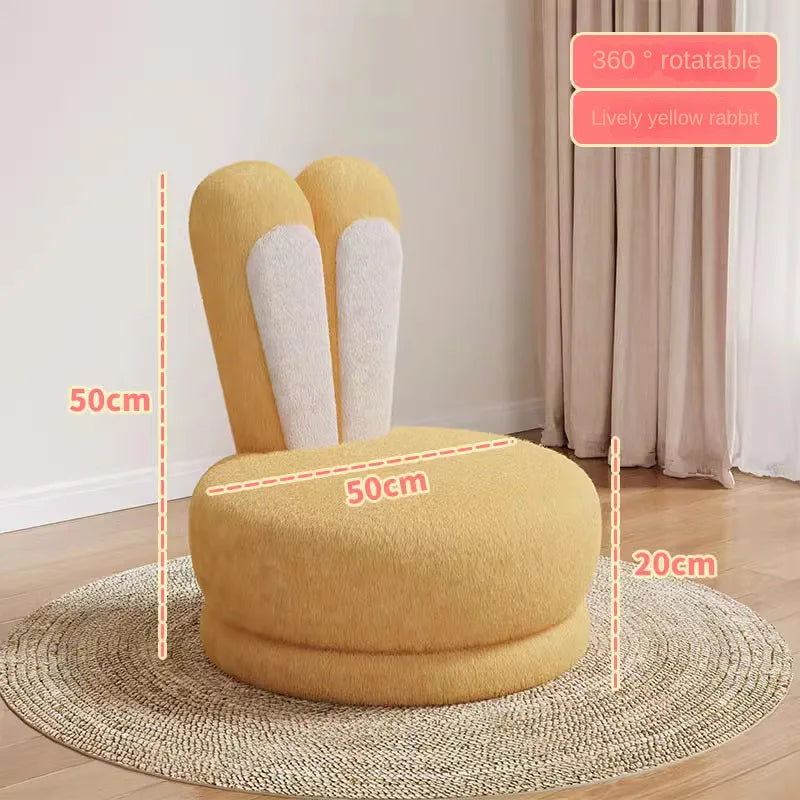 Children's Sofa Lazy Sofa Cute Chair for Living Room Rotating Cartoon Rabbit Ears Chair Leisure Reading Chair Chair with Back