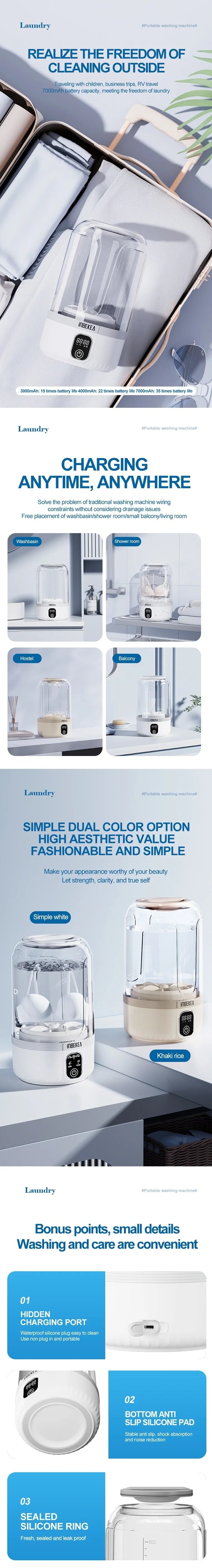 1.5L Wireless washing machine portable underwear cleaner Socks Washing Machine Dehydratable Laundry Bucket