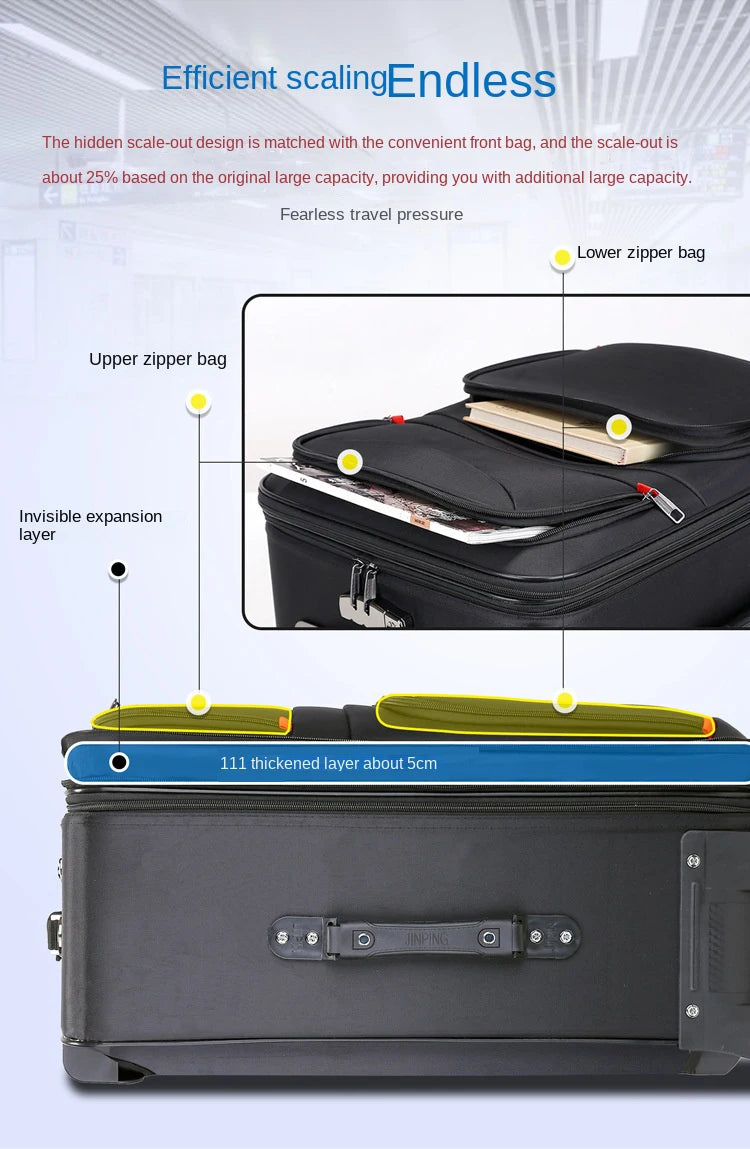 Large capacity Travel Suitcase Trolley Bag Waterproof Oxford Rolling Luggage Universal wheels 20 inch Cabin Carry on Luggage