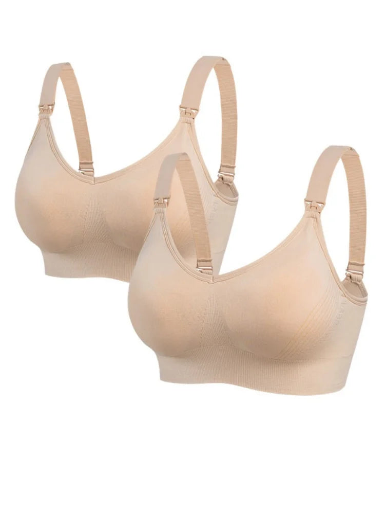 2pcs/Lot Maternity Wireless Front Open Nursing Bra Women's Breathable Seamless Breastfeeding Bras Pregnant  Mom Clothing