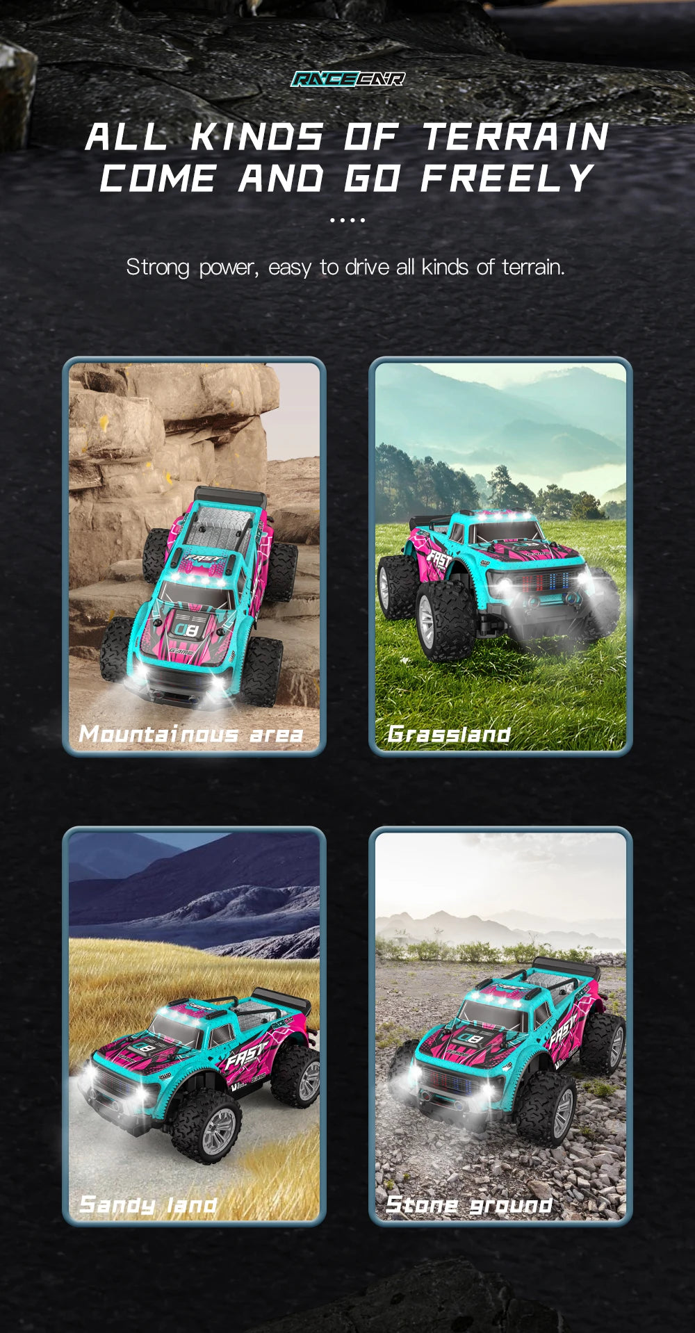 ZWN 1:16/1:20 2.4G Model RC Car With LED Light 2WD Off-road Remote Control Climbing Vehicle Outdoor Cars Toy Gifts for Kids