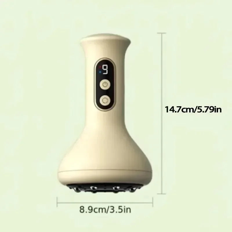 USB Rechargeable Handheld Abdominal Massager with Adjustable Guasha Cupping Intensity for Hot Compress Arm & Leg Massage