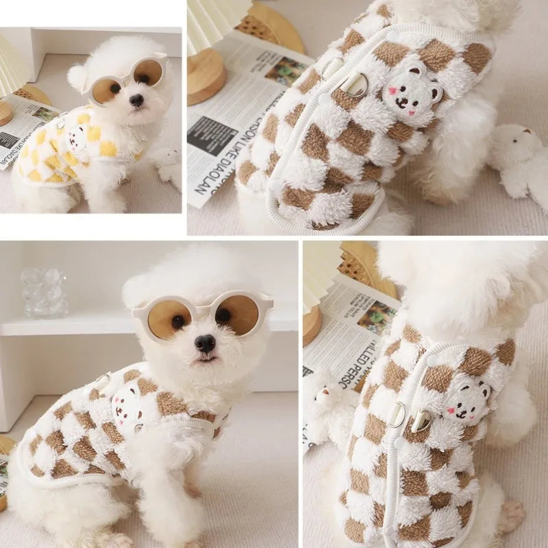 Pet Dog Warm Coat Winter Dog Clothes Kitten Puppy Vest Fleece Dog Costume Chihuahua Bichon Clothing Cardigan Girls Dog Apparel