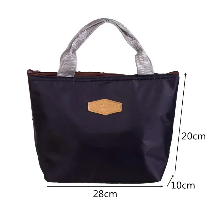 Lunch Box Camping Picnic Lunch Bag Solid Color Portable Insulated Refrigerated Cold Food Cooler Thermal Bag Handbag Hot