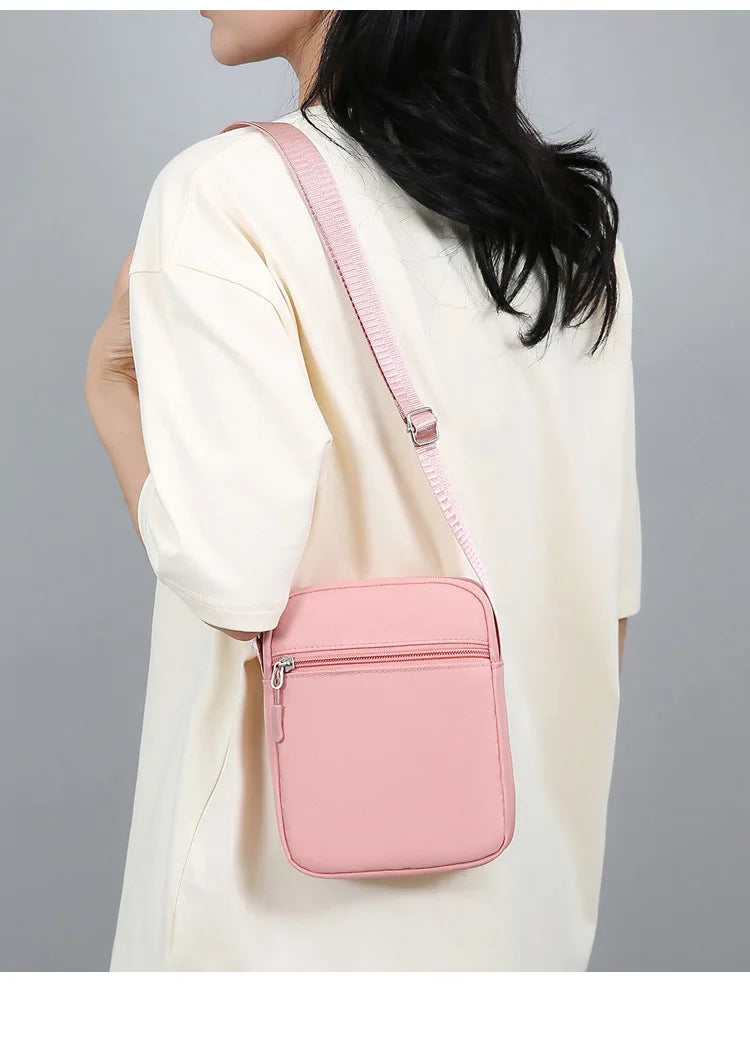 Mickey Minnie Disney Women Pink Shoulder Bag Fashion Mini Oxford Mobile Phone Bag Crossbody Bag Kawaii Ladies Waist Pack Gift