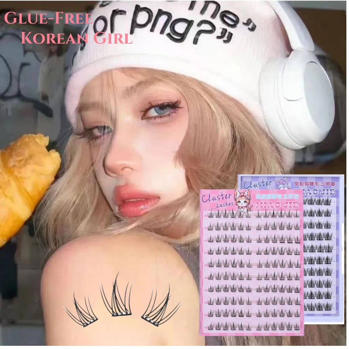 MIAOJIE No-Glue False Eyelashes - Easy 3-Step Application Natural Look Large CapacityPerfect for Beginners with Sunflower Design