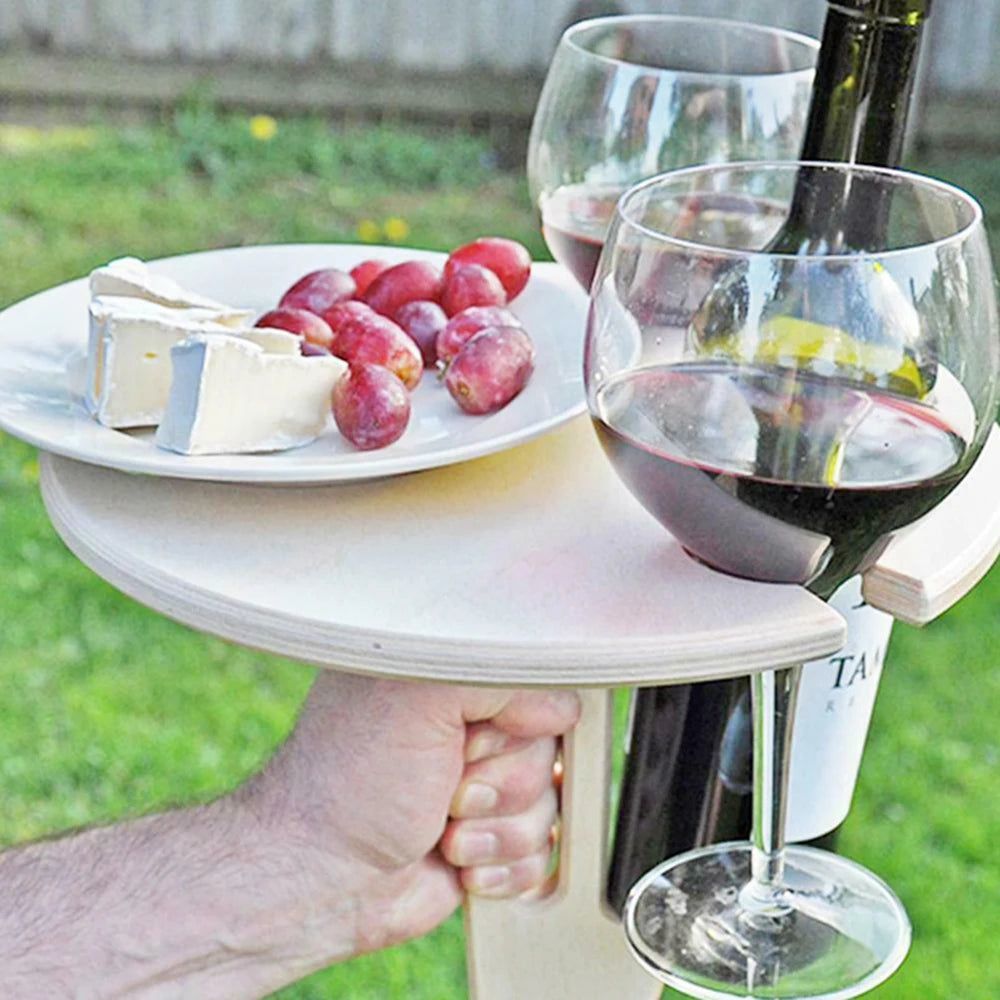 wooden wine table wine holder table Portable Outdoor Folding Wooden Wine Table Wine Glass Holder for Beach Backyard Picnic Party