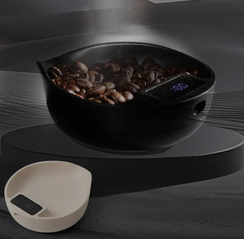 MUVNA Electronic Scale Bean Tray Espresso LED Weighing 0.1g ABS Electronic ScaleHigh Precision Measures Black Beige