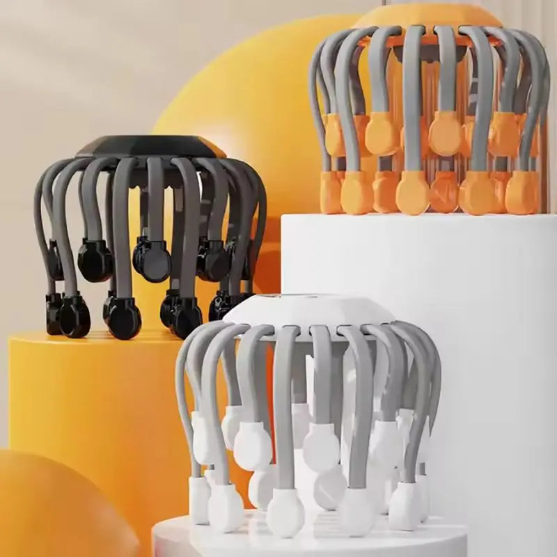 New Vibration Rechargeable Full Head Massager Spider Sleep Aid Electric Head Massage Machine Relieve Fatigu Relax Health Care