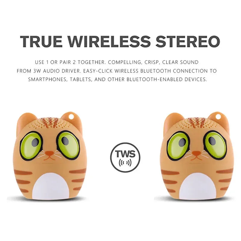 Electronic Pet Mini Bluetooth Speaker 3W TWS Stereo Small Wireless Speaker Portable Animal Pet Micro Speaker Christmas