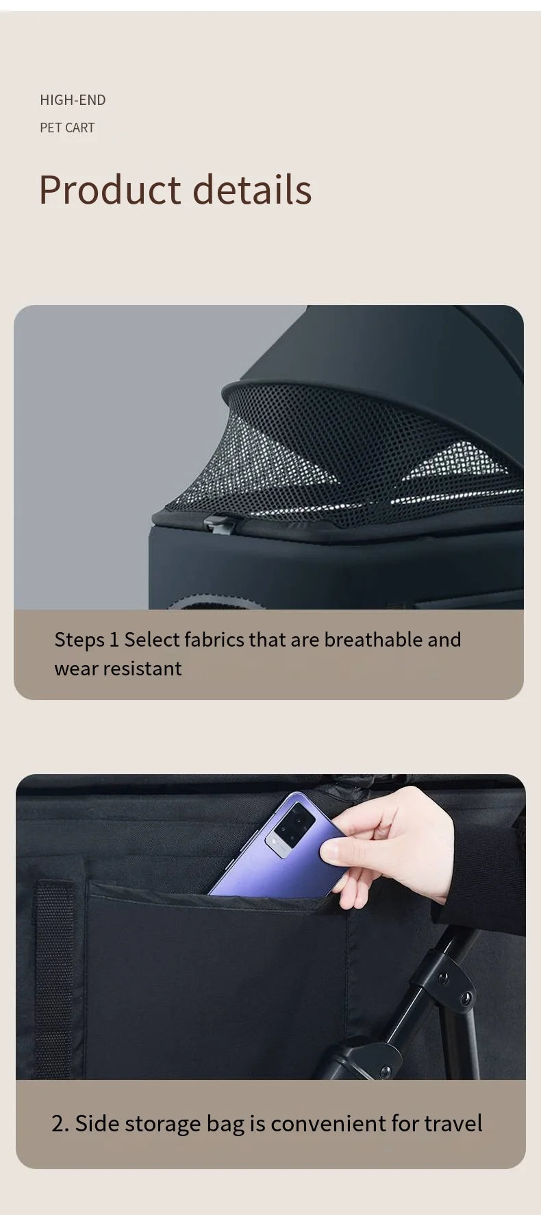 2025 Pet Stroller for Dogs and Cats Going Out, Detachable and Foldable, Lightweight Small Cart for Walking Dogs and Walking Cats