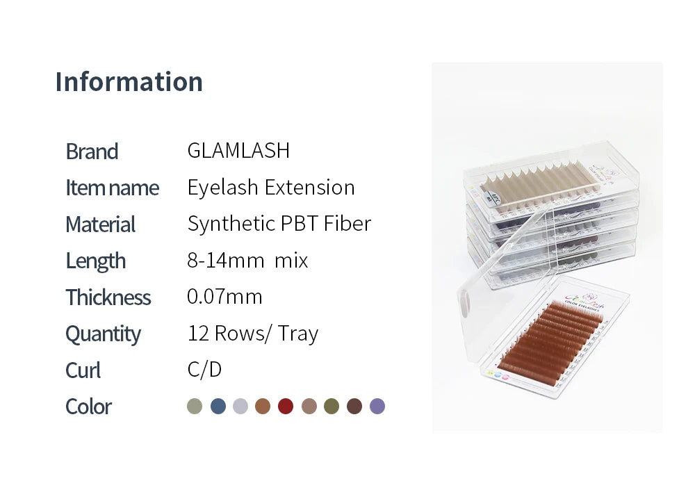 GLAMLASH Colored Lashes Literary Morandi Grey Individual Natural False Colorful Eyelash Extension