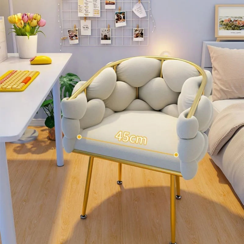 Nordic Metal Living Room Chair For Living Room Soft Upholstered Backrest Chairs Light Luxury Back Leisure Household Armchair