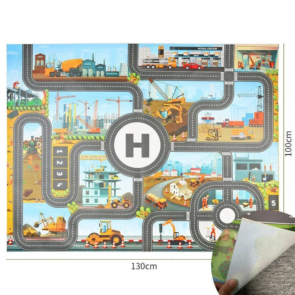 130*100cm Baby Crawling Mat for Children Cartoons Traffic Rug Indoor Toys City Road Carpet Kids Game Little Girl and Boy Playmat