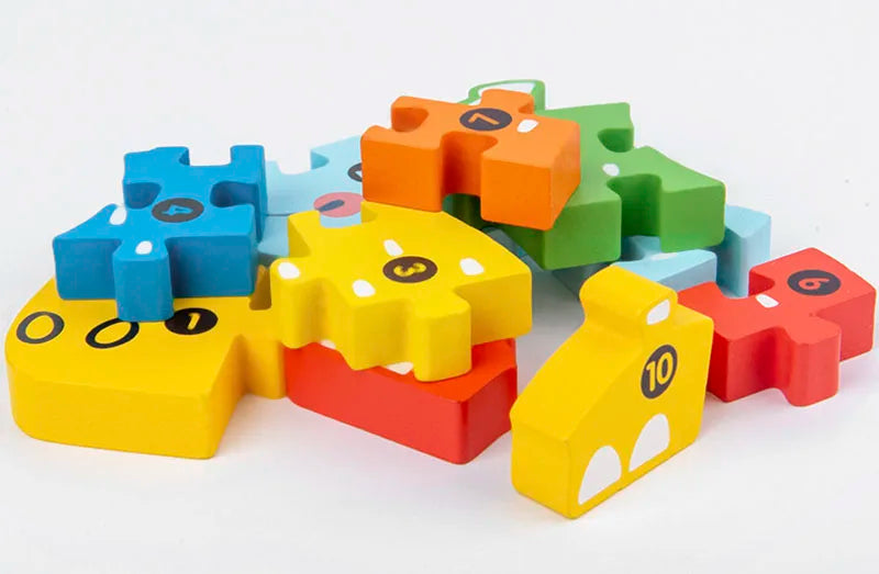 1PCS 3D Puzzle Wooden Dinosaur Animal Jigsaw Puzzle Early Education Color Sorting Learning Educational Toys  For Toddlers Gift