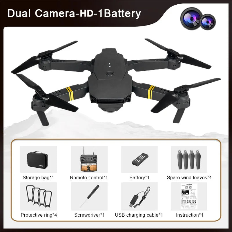 KBDFA NEW E58 Mini Drone WiFi FPV Altitude Hold Foldable Quadcopter with Battery 1080P 4K HD Camera RC Helicopter Toys Dron Gift