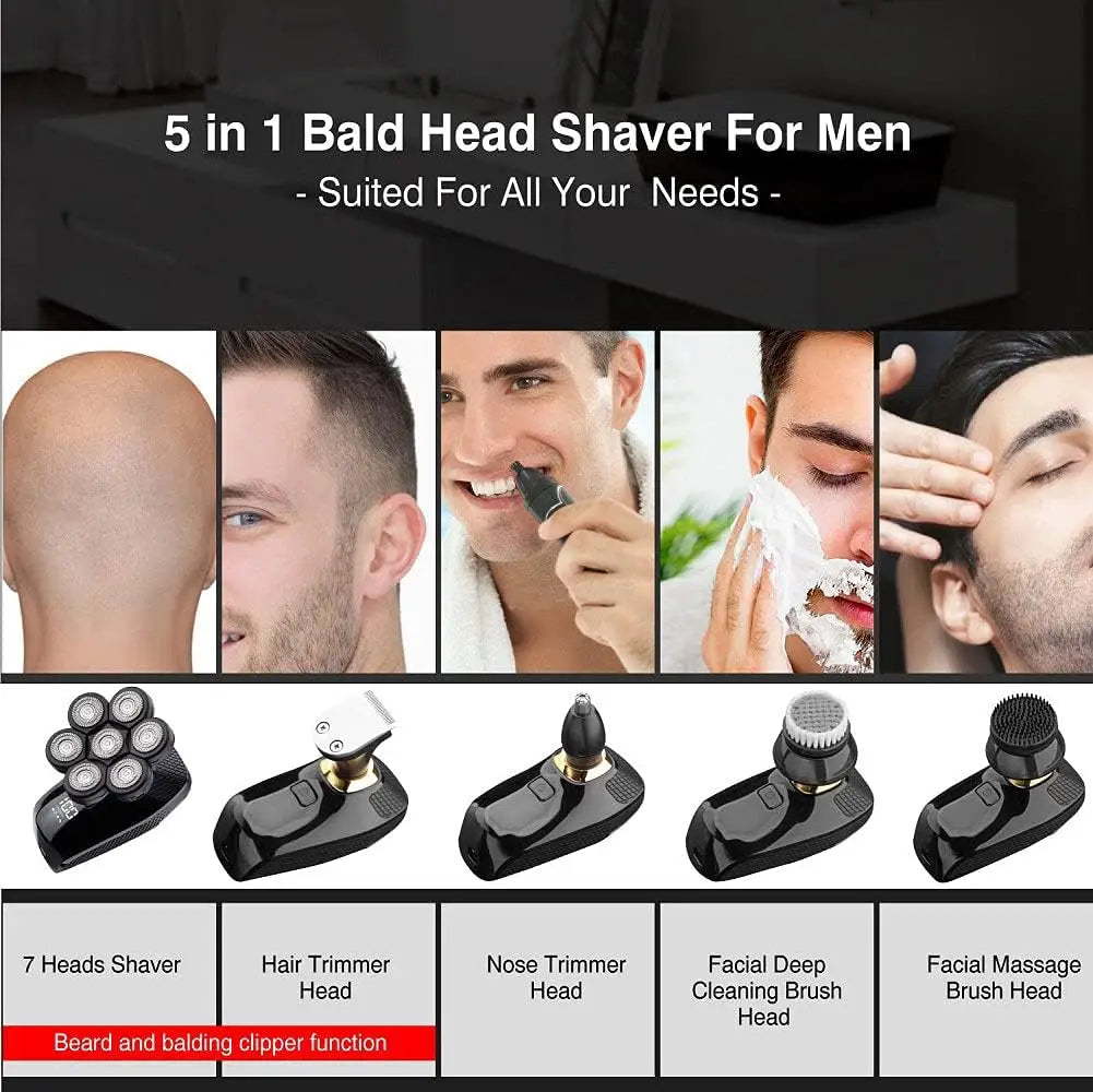 5 in 1 Shaver for Men Electric Shaver Powerful Bald Head Shaver Beard Shaving Machine For Men Razor Husband Gift Boyfriend