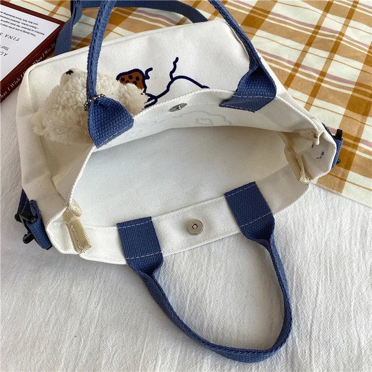 Minnie Disney Women Men Canvas Bags Shoulder Bag Fashion Tote Bags Girl Cartoon Tote Bag Large Capacity Handbag Shopping Bags