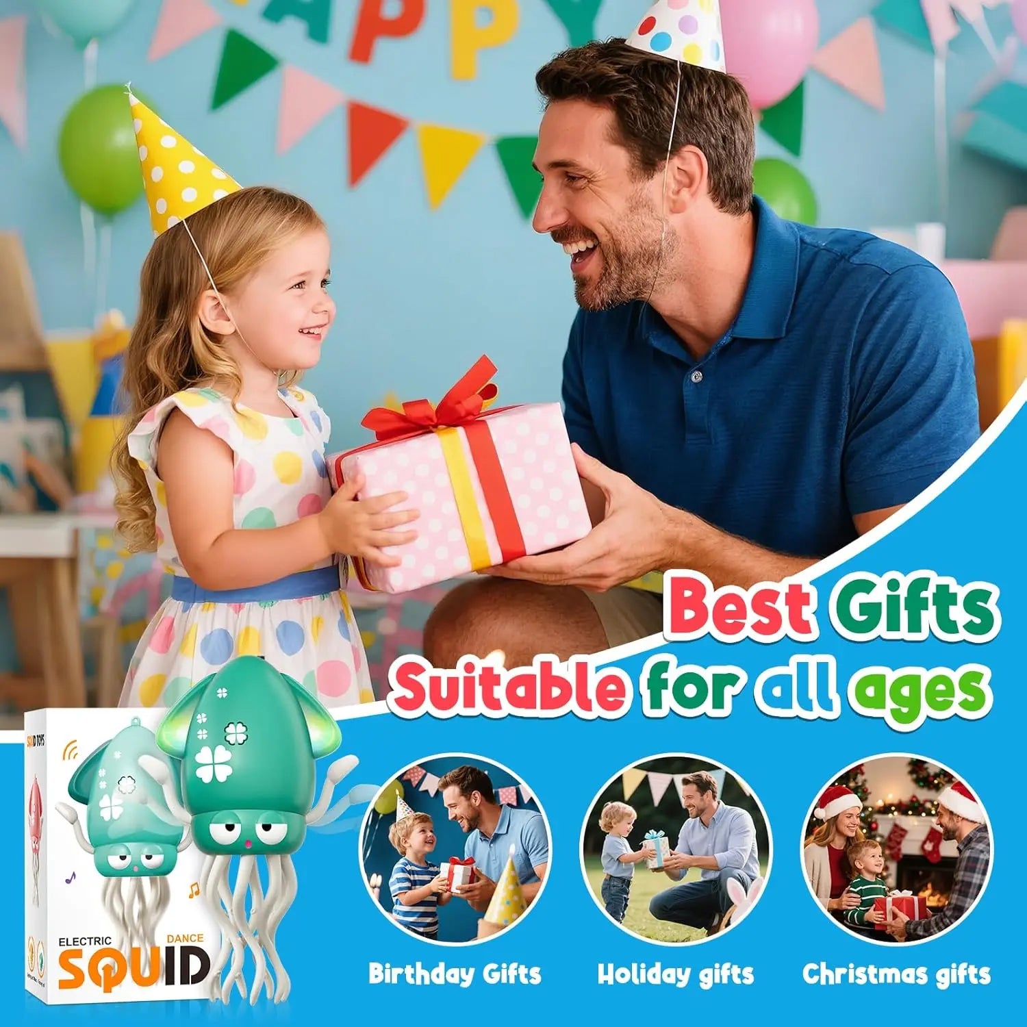 Magic Dancing Octopus Toy Electric Pet Crawling Light&Music Squid Toys for Kids Interactive Development Toddler Tummy Time Gifts