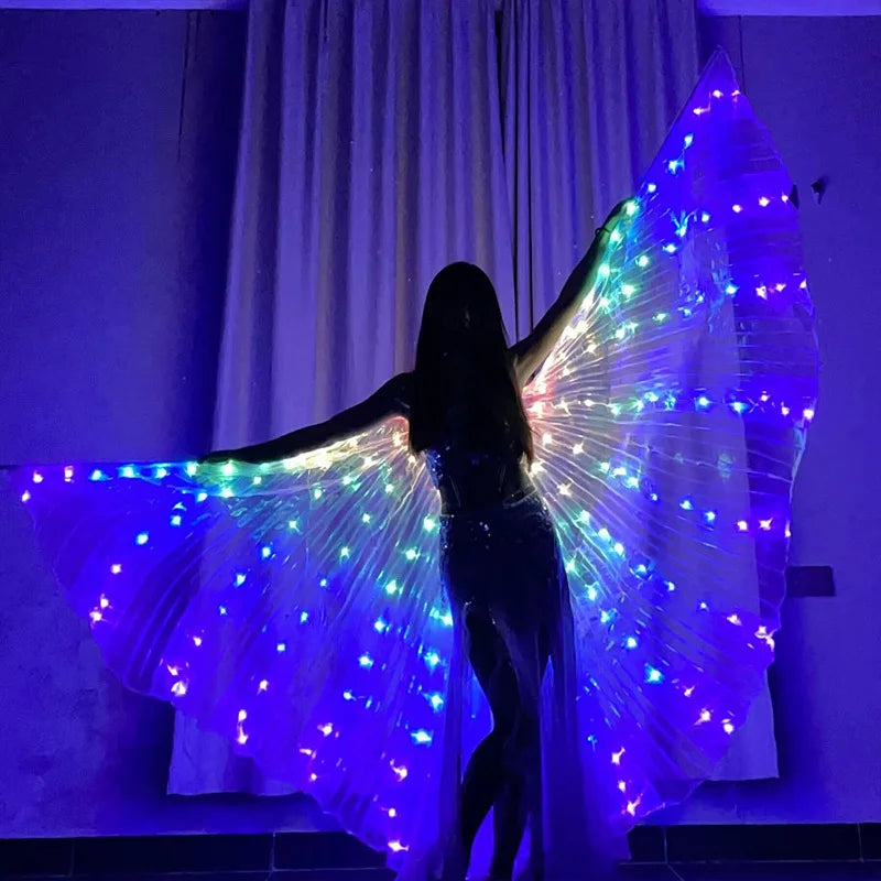 LED Luminous Butterfly Wing Belly Dancing Performance Costumes Stage Show Christmas Party Lighting Cloak Luminous Butterfly Wing