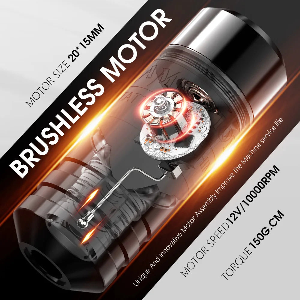 Ambition Torped 32 Powerful Brushless Motor 4.0mm-4.5mm-5.0mm Stroke Rotary Tattoo Pen Machine With RCA Cord For Tattoo Artists
