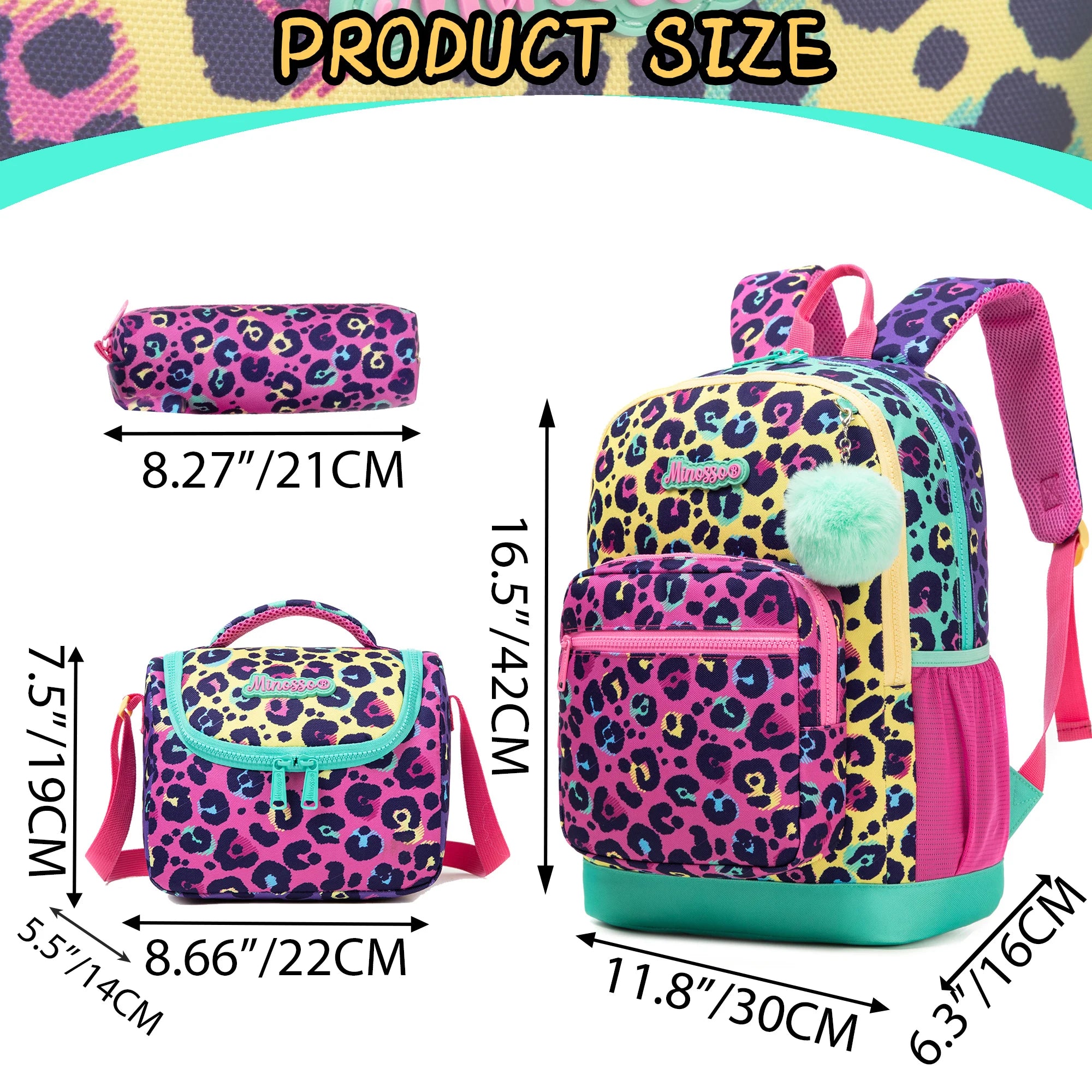 Backpack for Girls with Lunch Bag Pencil Case School Bags Sets for Boys 3pcs for Elementary Student Teen
