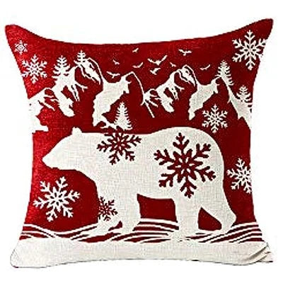 Merry Christmas snowflake red bear linen decorative pillow cover home sofa decorative cushion cover  cushion cover 45x45