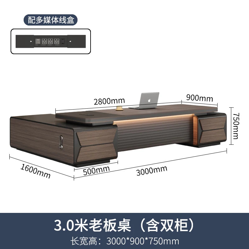 L-shaped luxury chairperson's room manager chair combination simple modern president's desk furniture Executive Office Desk home