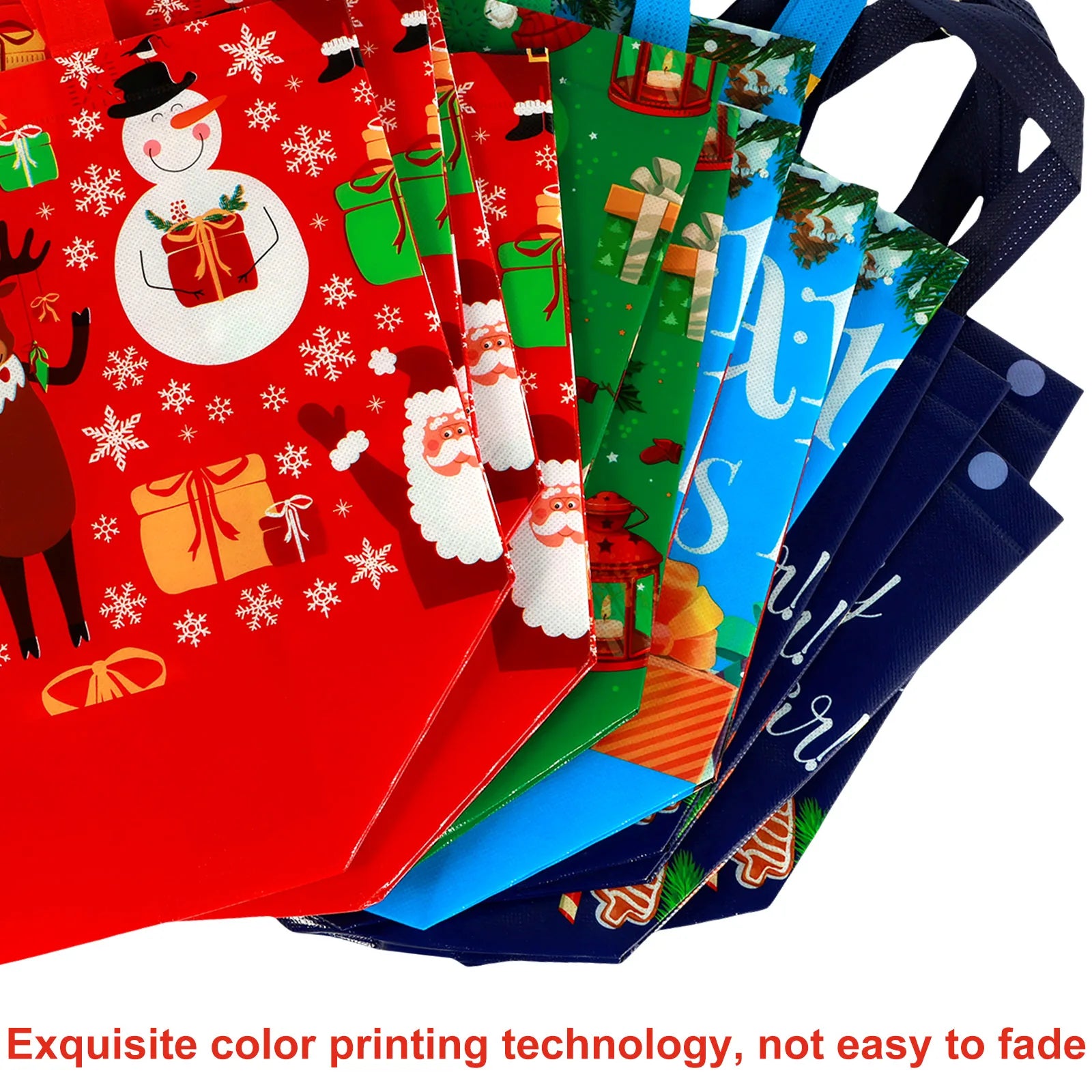 16/30Pcs Christmas Gift Bags Colorful Present Bags with Handle Large Capacity Santa Claus Favor Bags Reusable Christmas Shopping