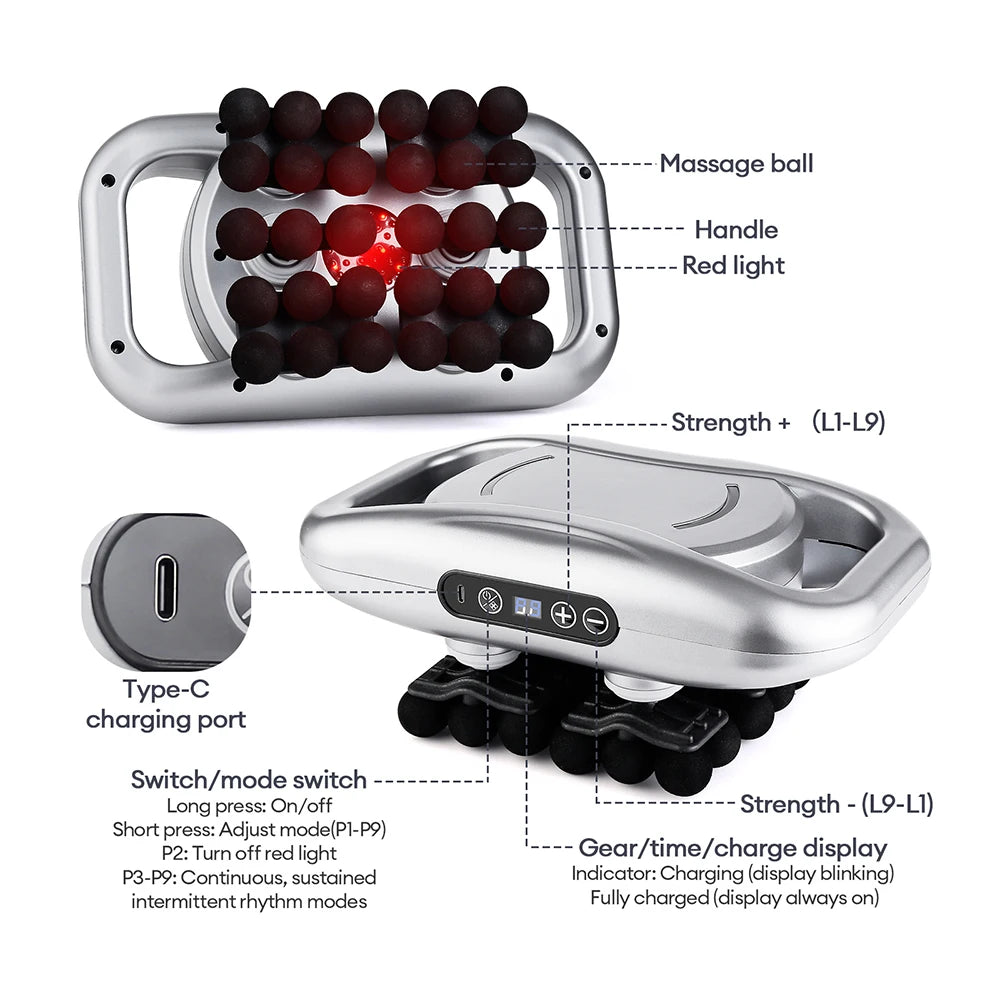 48-Heads Body Massage Gun High-Frequency Vibration Fascia Gun Back Waist Thigh Massager Neck Shoulder Massager Muscle masajeador