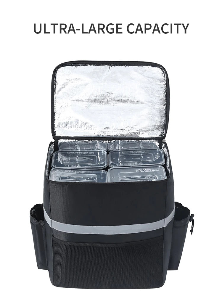 Insulated Delivery Backpack - Thermal Food Delivery Bag for Riders, 30L Large Capacity Takeout & Grocery Backpack