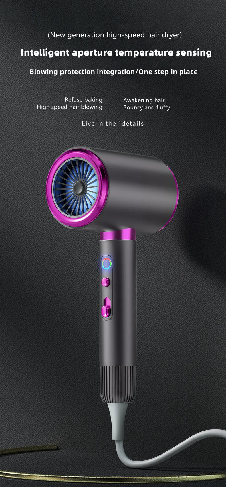 The Latest High-Speed Hair Dryer, High-Power Blue Light Ion Home Hair Salon Hair Dryer, Household Appliance US UK.EU.AU Plug-In